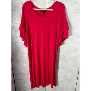 Lane Bryant women’s mini dress knit travel bell sleeve ruffle feminine plus Sz￼